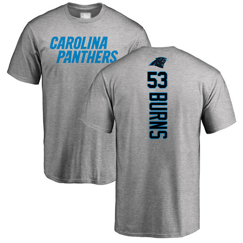 Carolina Panthers Men Ash Brian Burns Backer NFL Football #53 T Shirt->carolina panthers->NFL Jersey